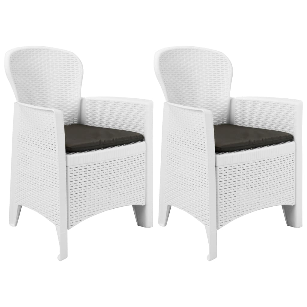 Tuinstoel Met Kussen Rattan-Look Kunststof Wit