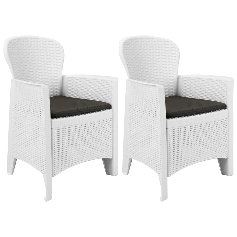 Tuinstoel Met Kussen Rattan-Look Kunststof Wit
