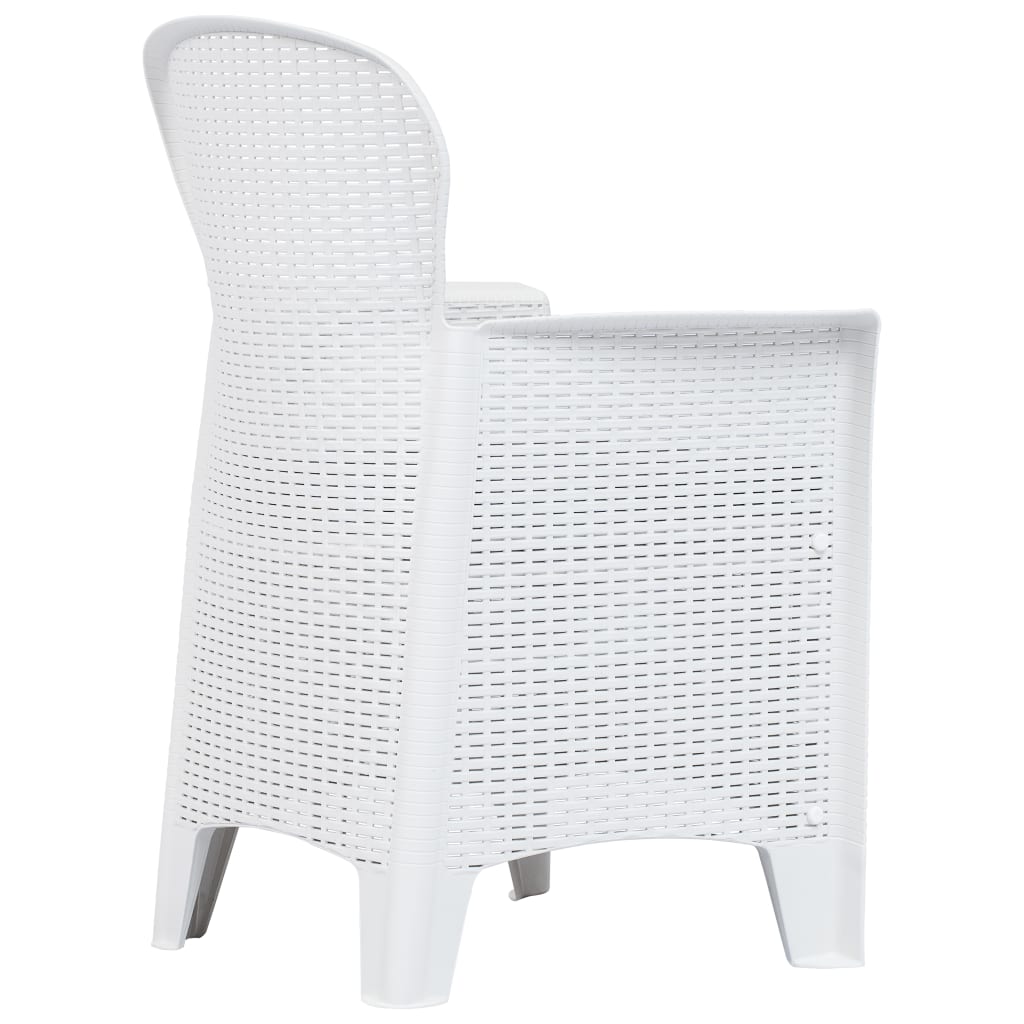 Tuinstoel Met Kussen Rattan-Look Kunststof Wit