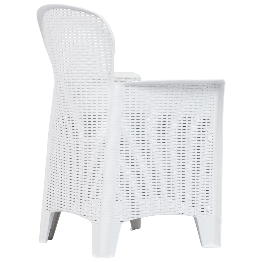 Tuinstoel Met Kussen Rattan-Look Kunststof Wit