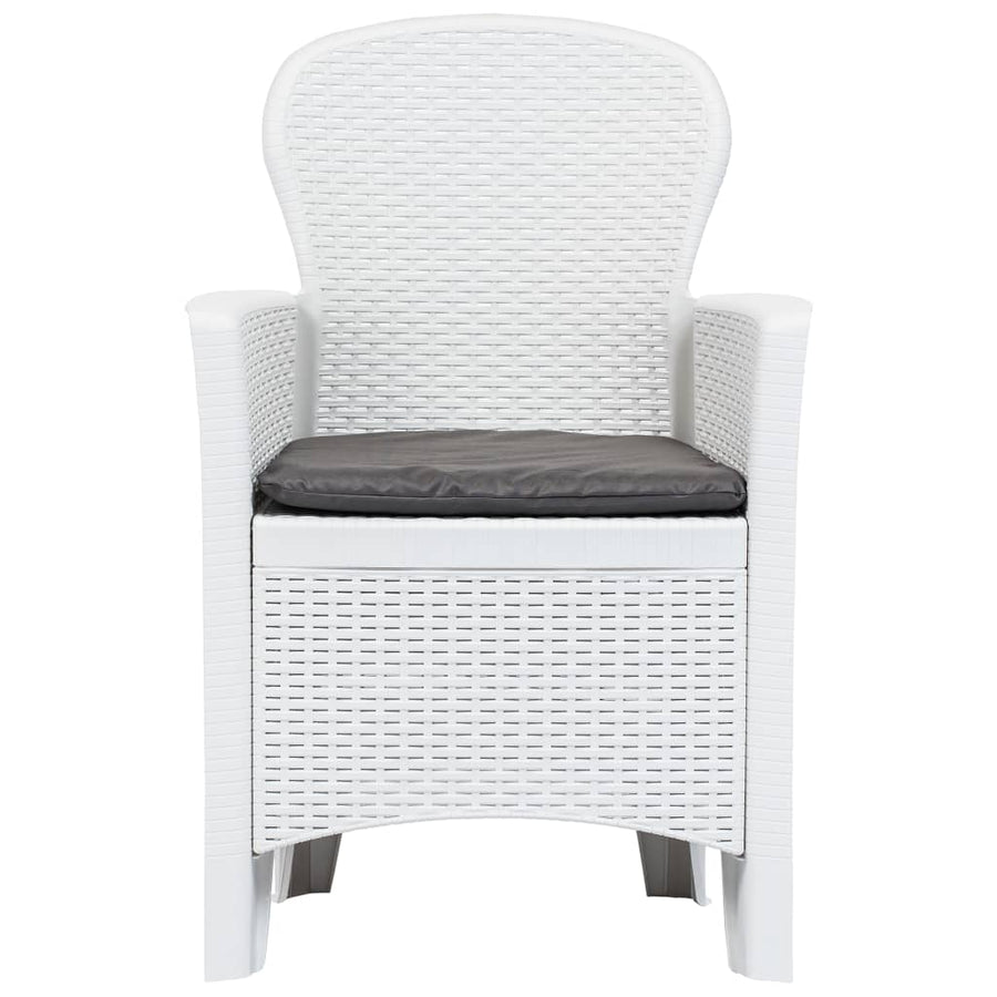 Tuinstoel Met Kussen Rattan-Look Kunststof Wit