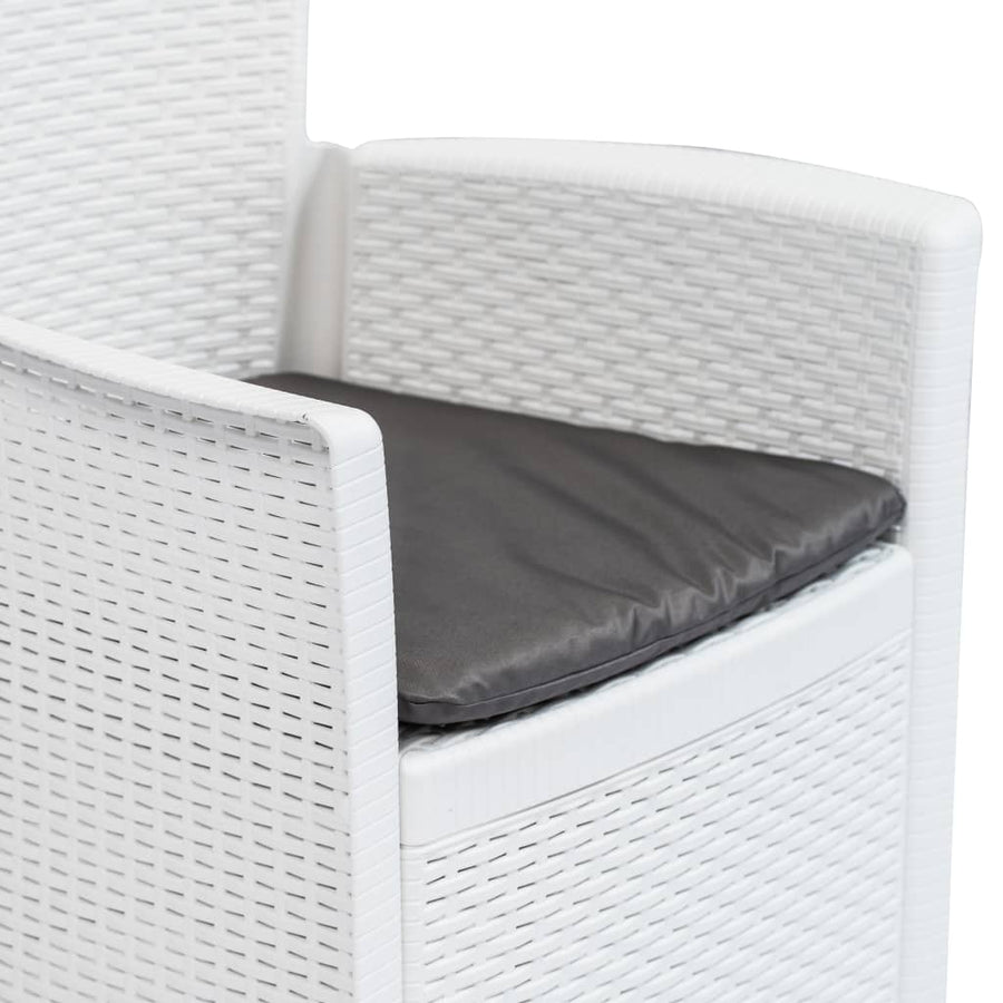 Tuinstoel Met Kussen Rattan-Look Kunststof Wit