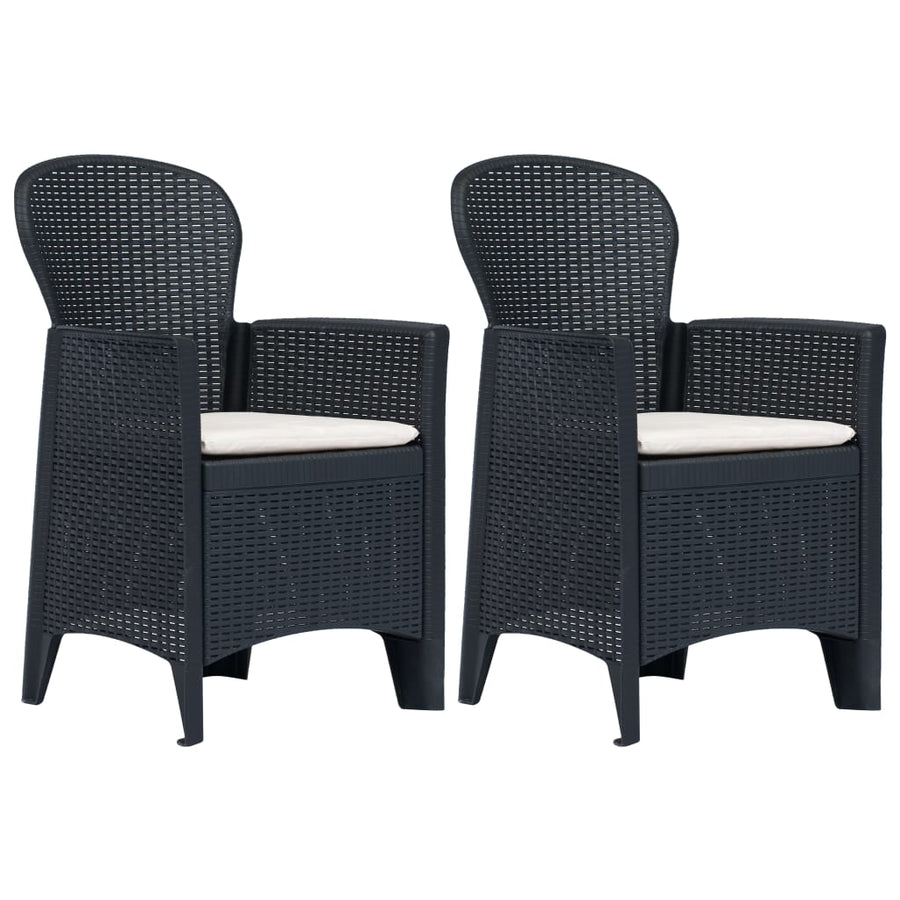 Tuinstoelen Met Kussen Rattan-Look Kunststof Antraciet
