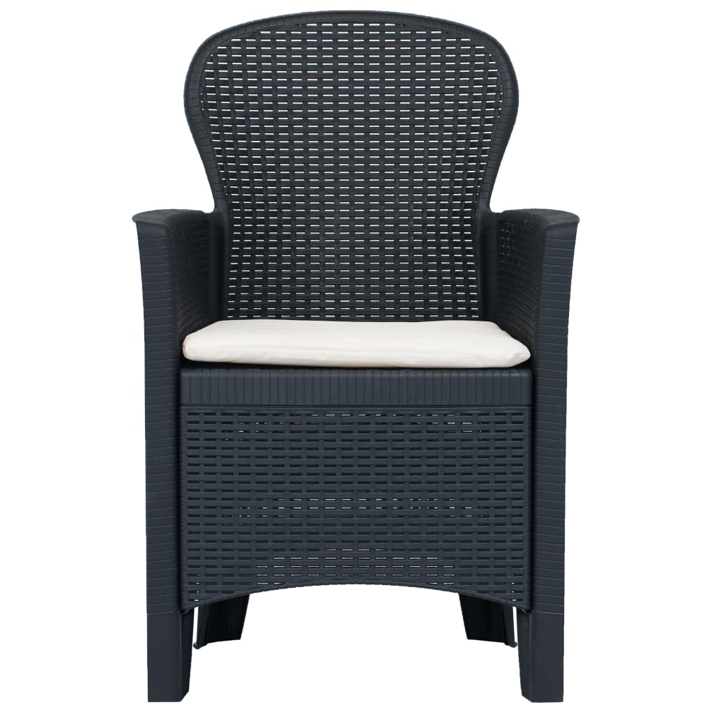 Tuinstoelen Met Kussen Rattan-Look Kunststof Antraciet