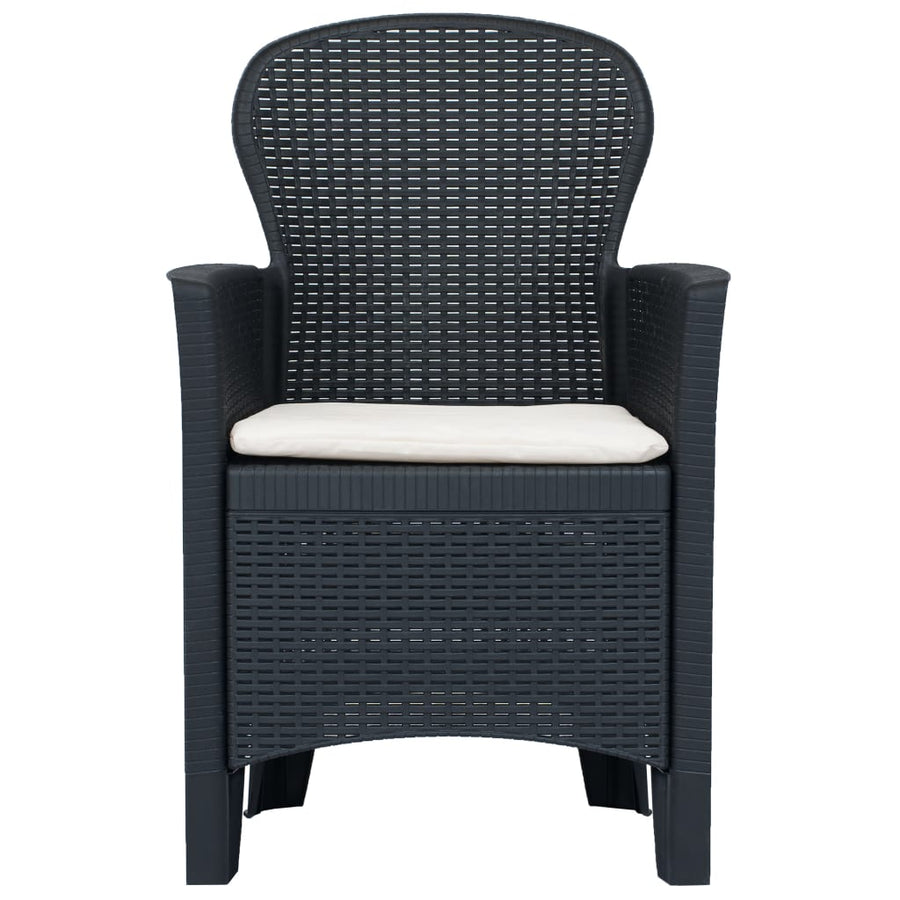 Tuinstoelen Met Kussen Rattan-Look Kunststof Antraciet