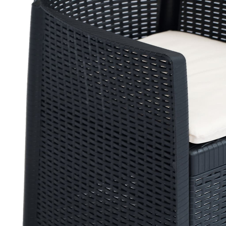 Tuinstoelen Met Kussen Rattan-Look Kunststof Antraciet