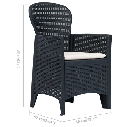 Tuinstoelen Met Kussen Rattan-Look Kunststof Antraciet