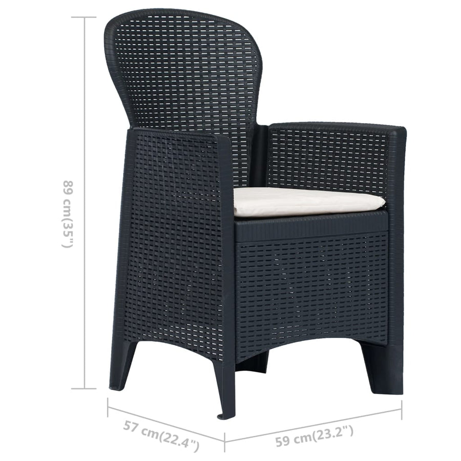 Tuinstoelen Met Kussen Rattan-Look Kunststof Antraciet