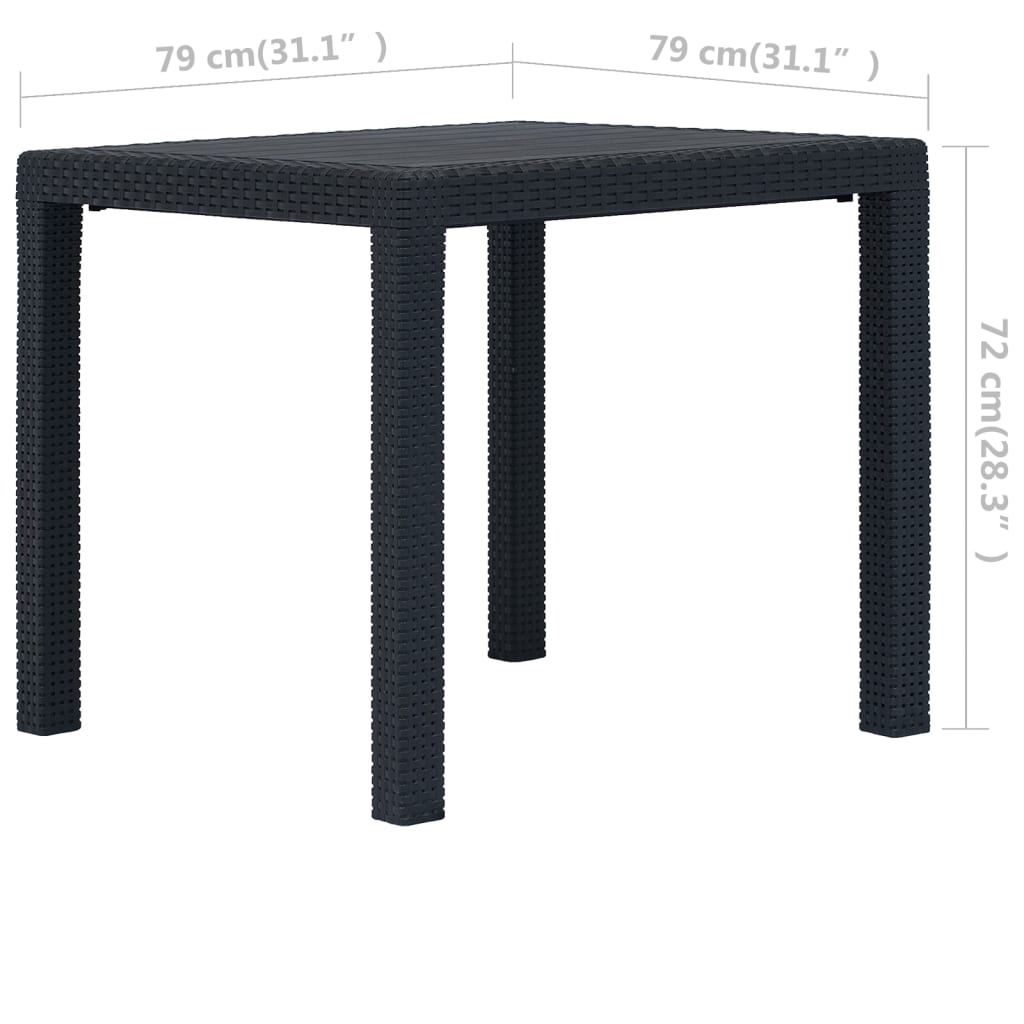 Tuintafel Rattan-Look Kunststof 79 x 79 x 72 cm Antraciet