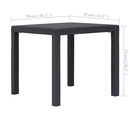 Tuintafel Rattan-Look Kunststof 79 x 79 x 72 cm Bruin