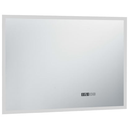 Badkamerspiegel Led Met Aanraaksensor En Tijdweergave 100 x 60 cm