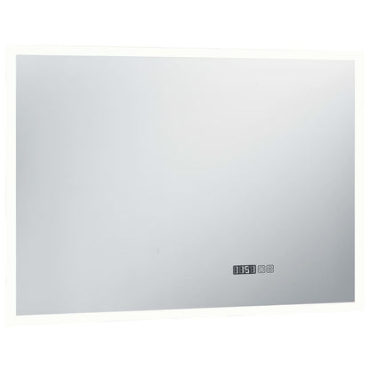 Badkamerspiegel Led Met Aanraaksensor En Tijdweergave 100 x 60 cm