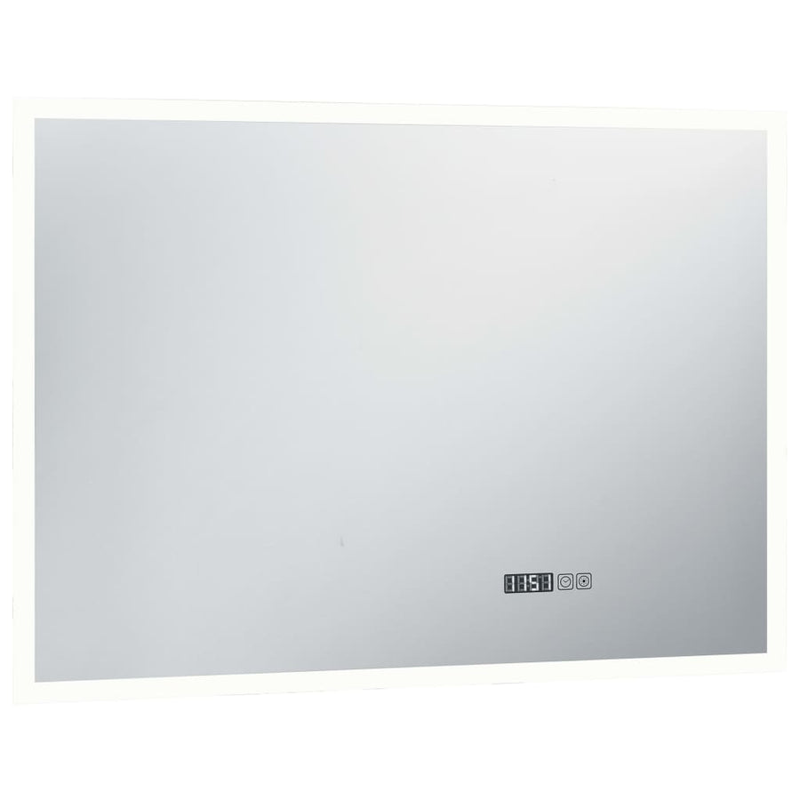 Badkamerspiegel Led Met Aanraaksensor En Tijdweergave 100 x 60 cm