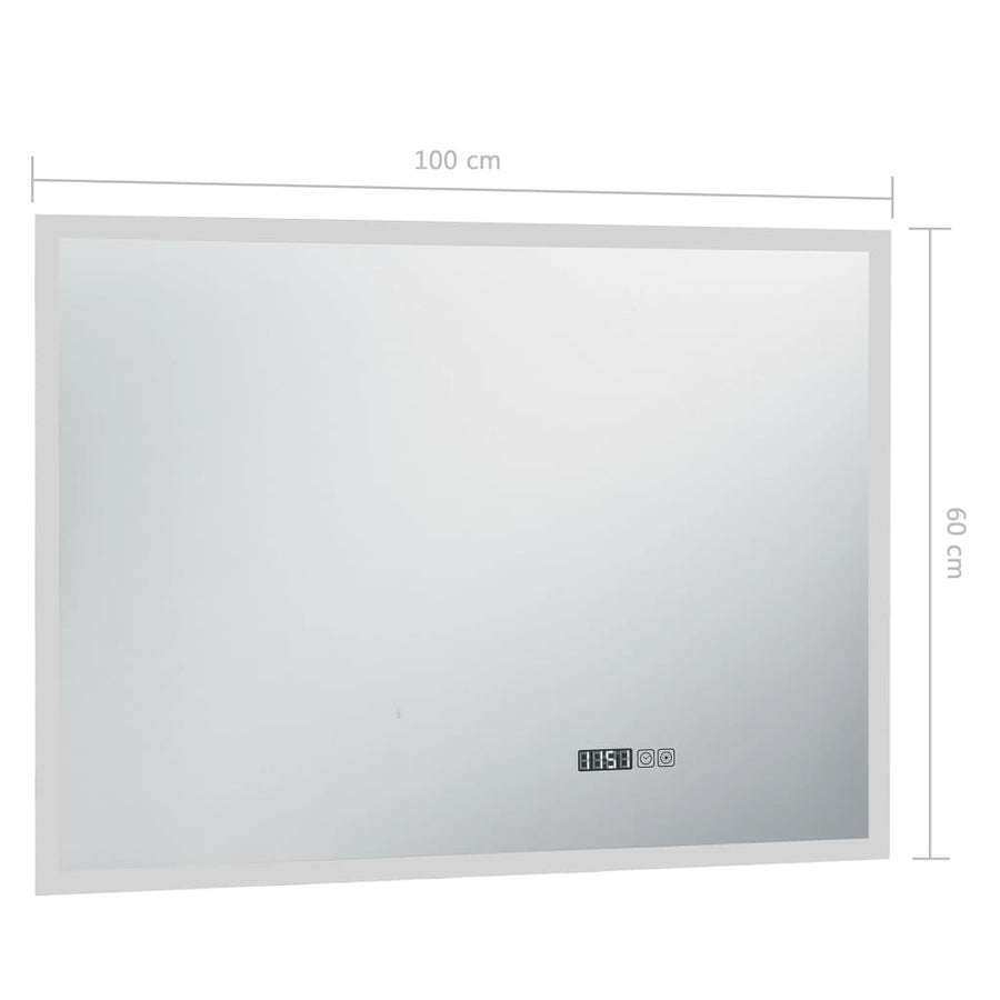 Badkamerspiegel Led Met Aanraaksensor En Tijdweergave 100 x 60 cm