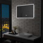 LED Bathroom Mirror with Touch Sensor and Time Display 100x60 cm