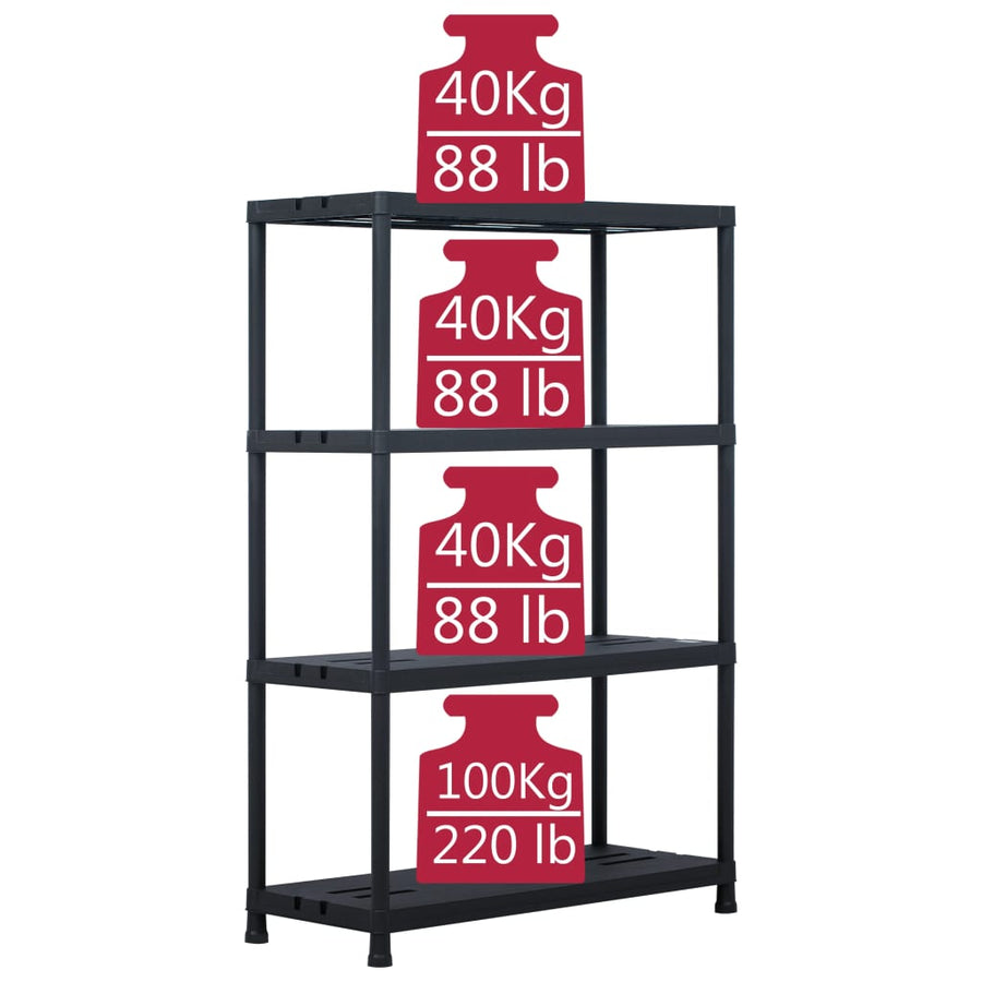 Opbergrek 220 kg 90x40x138 cm kunststof zwart