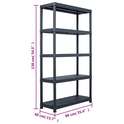 Opbergrek 220 kg 90x40x138 cm kunststof zwart