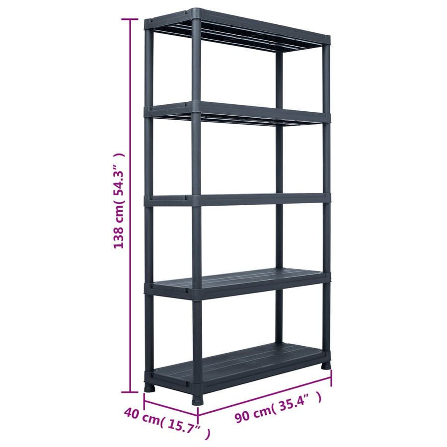 Opbergrek 220 kg 90x40x138 cm kunststof zwart
