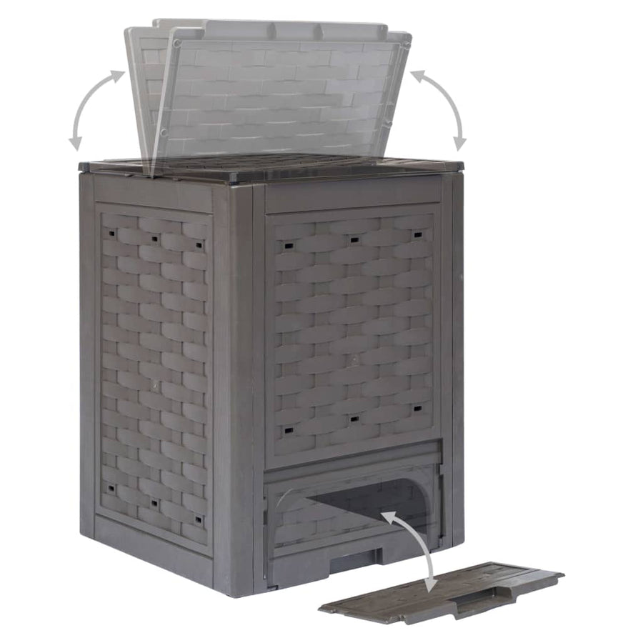 Compostbak 60X60X83 Cm Kunststof Rattan Bruin 300 l