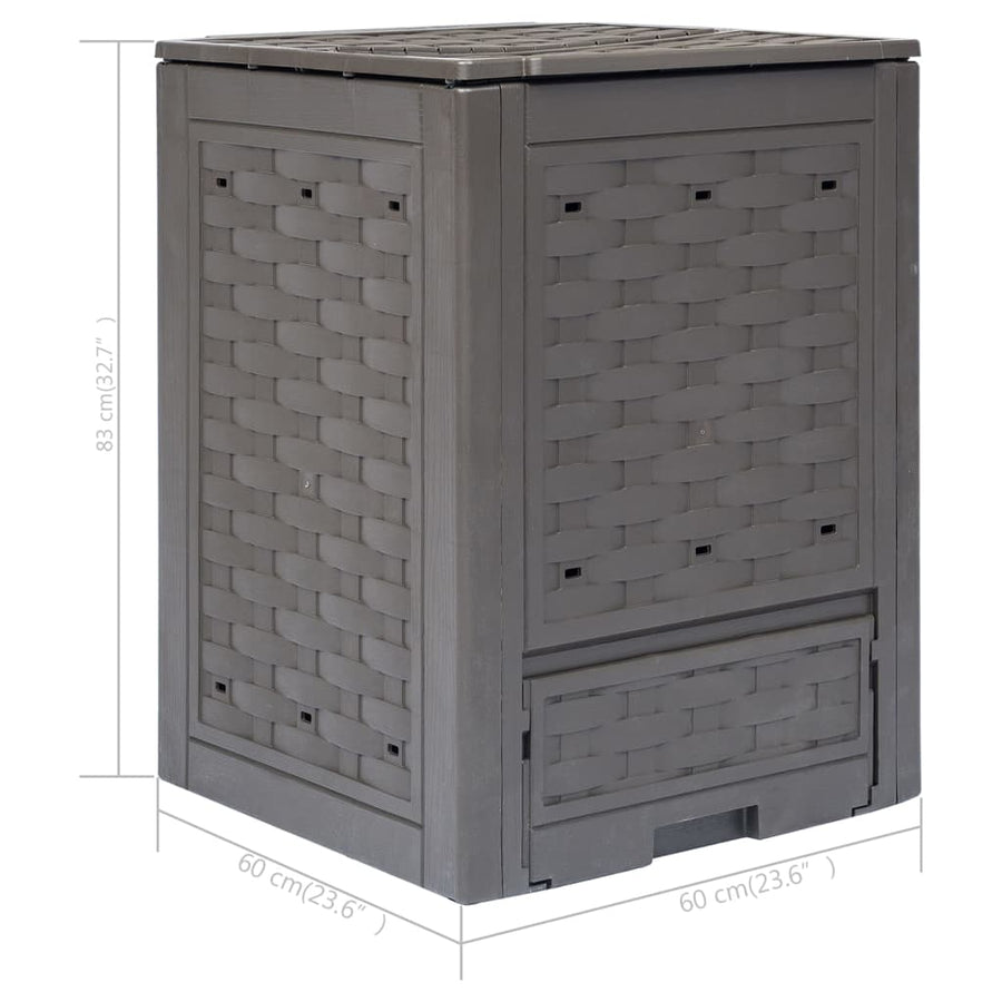 Compostbak 60X60X83 Cm Kunststof Rattan Bruin 300 l