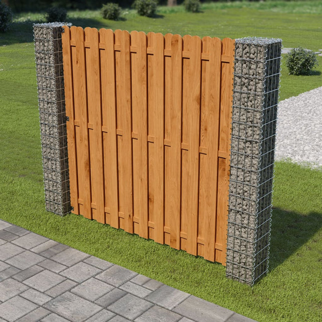 Schuttingpaneel Met Gabion Palen 80X80 Cm Grenenhout