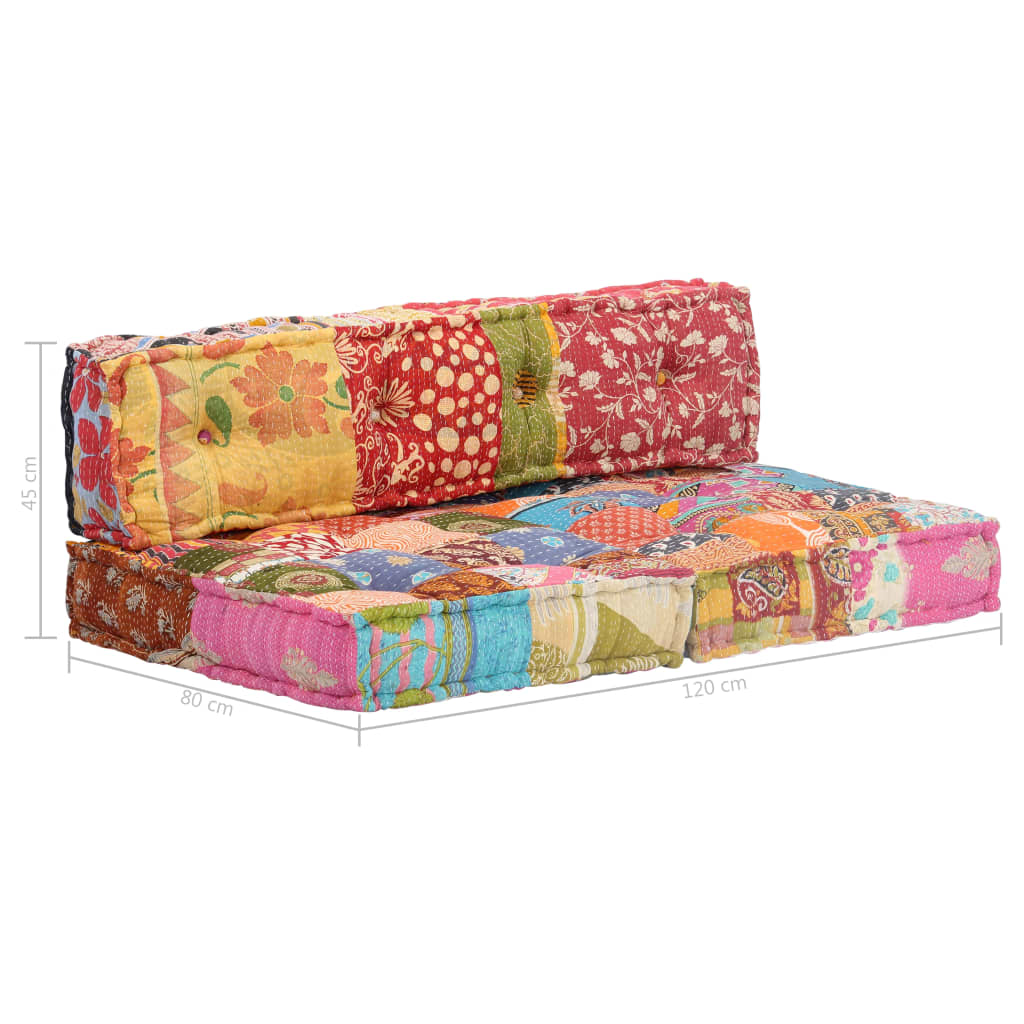 Poef Stof Patchwork Bank met rugleuning
