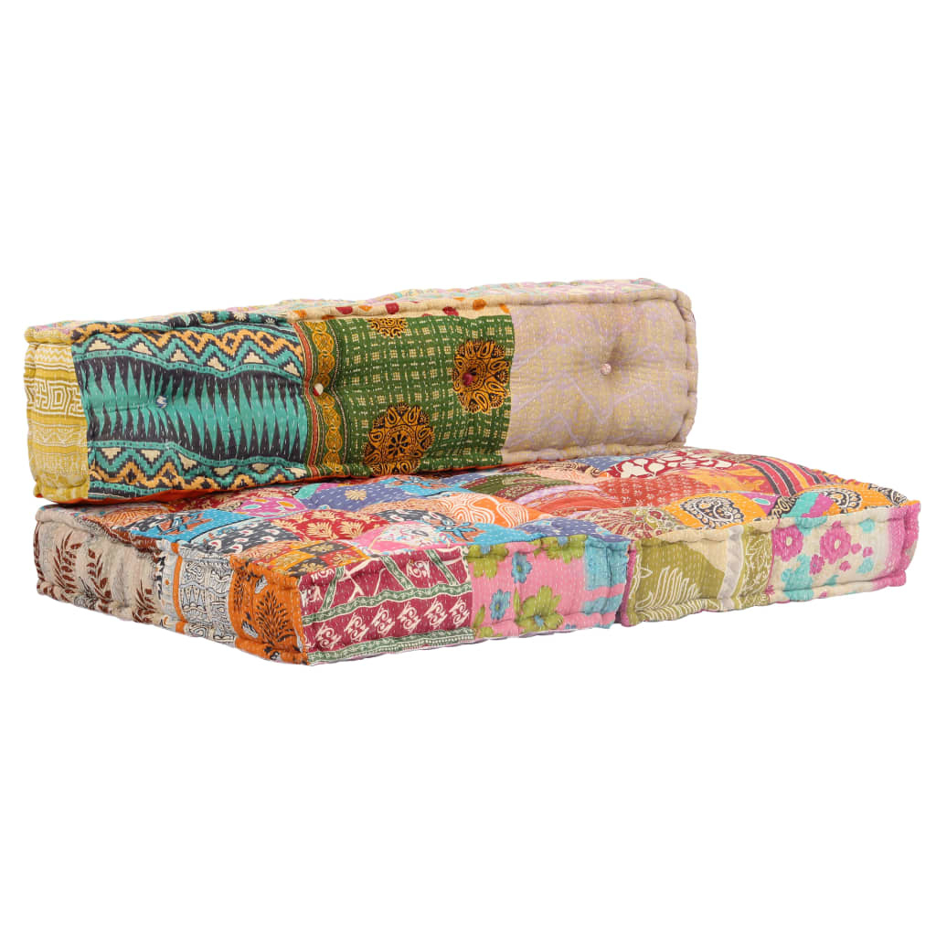 Poef Stof Patchwork Bank met rugleuning