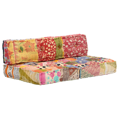 Poef Stof Patchwork Bank met rugleuning