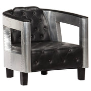 Fauteuil echt leer zwart 73x67x69 cm