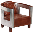 Fauteuil luchtvaartstijl echt leer bruin