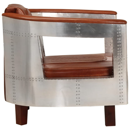Fauteuil Luchtvaartstijl Echt Leer Bruin