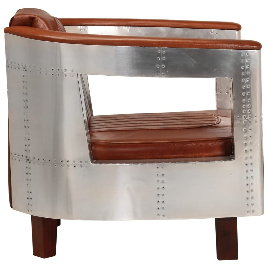 Fauteuil Luchtvaartstijl Echt Leer Bruin