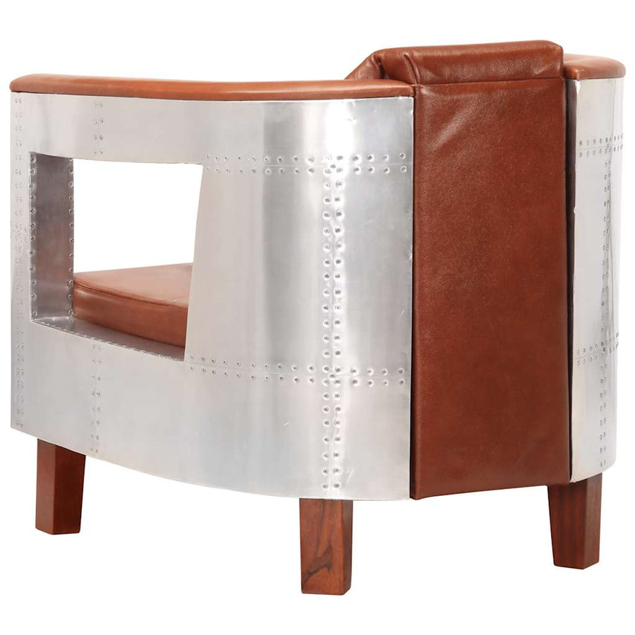 Fauteuil Luchtvaartstijl Echt Leer Bruin