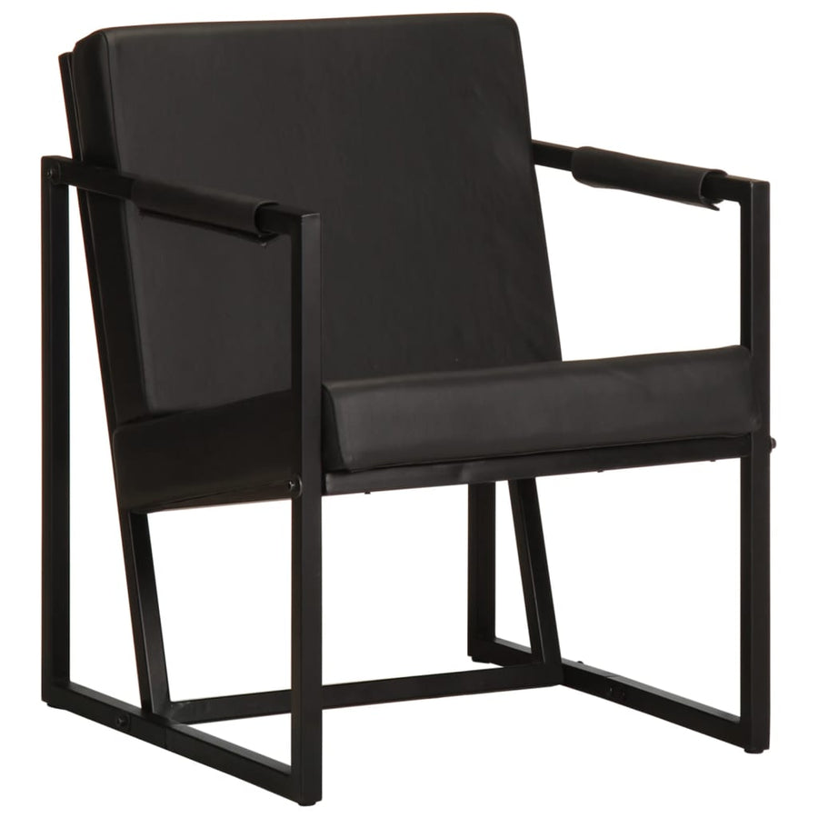 Fauteuil Echt Leer Zwart