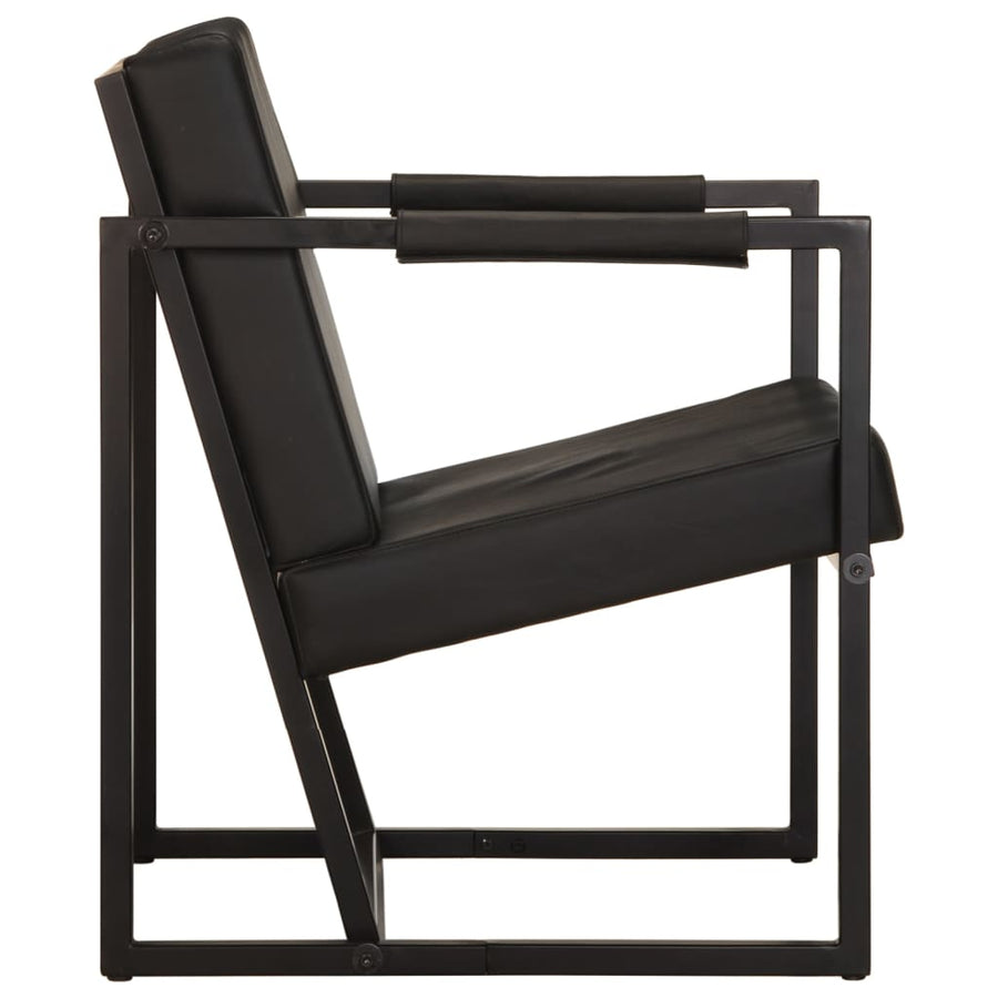 Fauteuil Echt Leer Zwart
