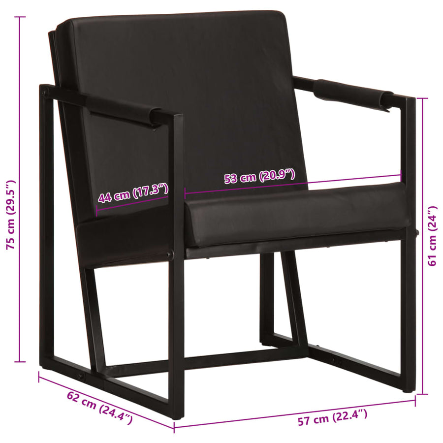 Fauteuil Echt Leer Zwart