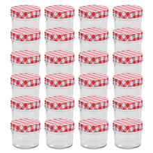 Jampotten Met Met Rode Deksels 110 Ml Glas 24 Wit en rood
