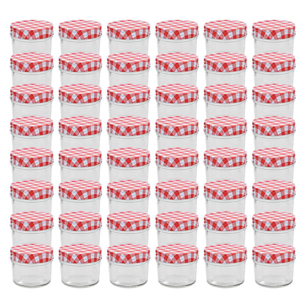 Jampotten Met Met Rode Deksels 110 Ml Glas 48 Wit en rood