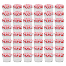 Jampotten Met Met Rode Deksels 110 Ml Glas 48 Wit en rood
