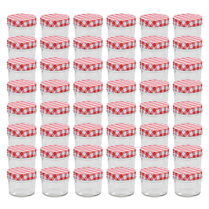 Jampotten Met Met Rode Deksels 110 Ml Glas 48 Wit en rood