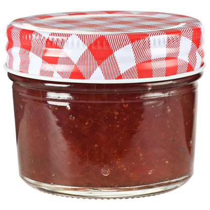 Jampotten Met Met Rode Deksels 110 Ml Glas 48 Wit en rood