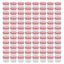 Jampotten Met Wit Met Rode Deksels 96 St 110 Ml Glas Wit en rood
