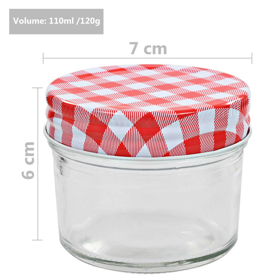 Jampotten Met Wit Met Rode Deksels 96 St 110 Ml Glas Wit en rood