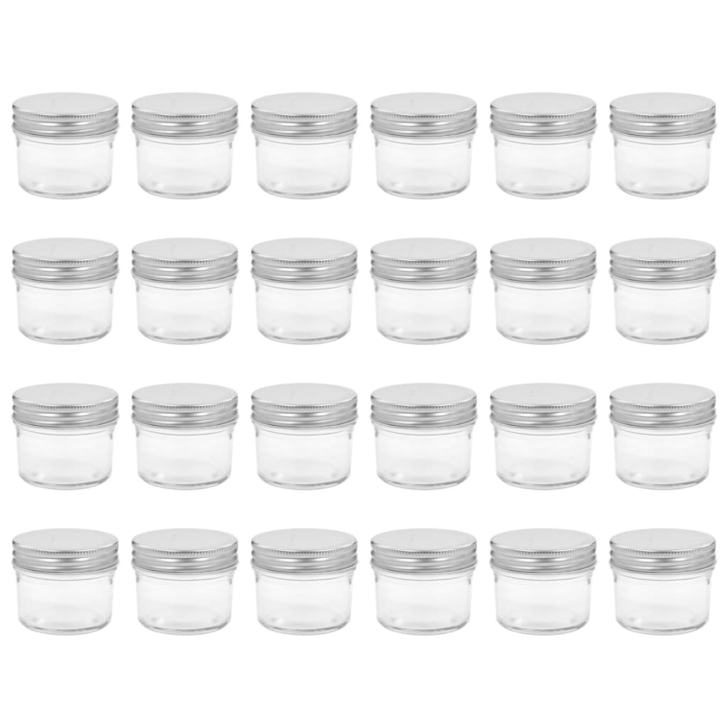 Jampotten Met Kleurige Deksels 110 Ml Glas 24 Zilver