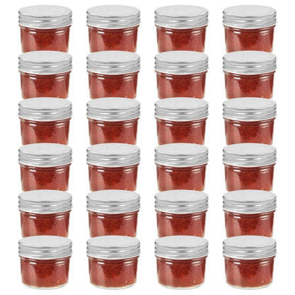 Jampotten Met Kleurige Deksels 110 Ml Glas 24 Zilver