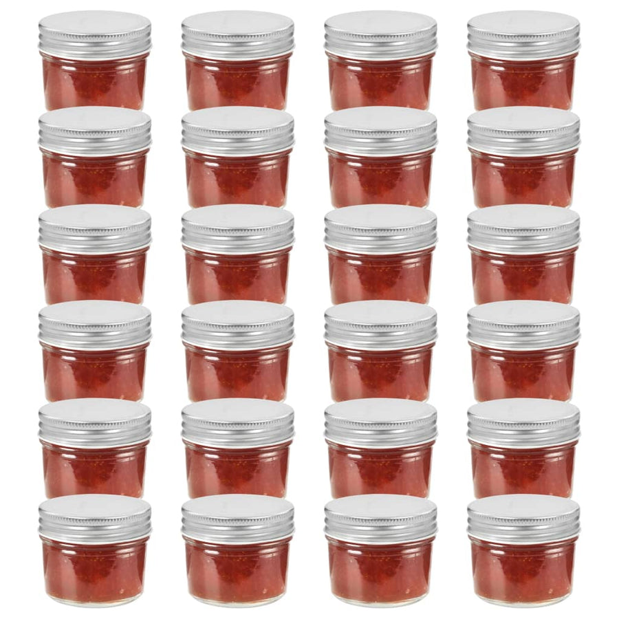 Jampotten Met Kleurige Deksels 110 Ml Glas 24 Zilver