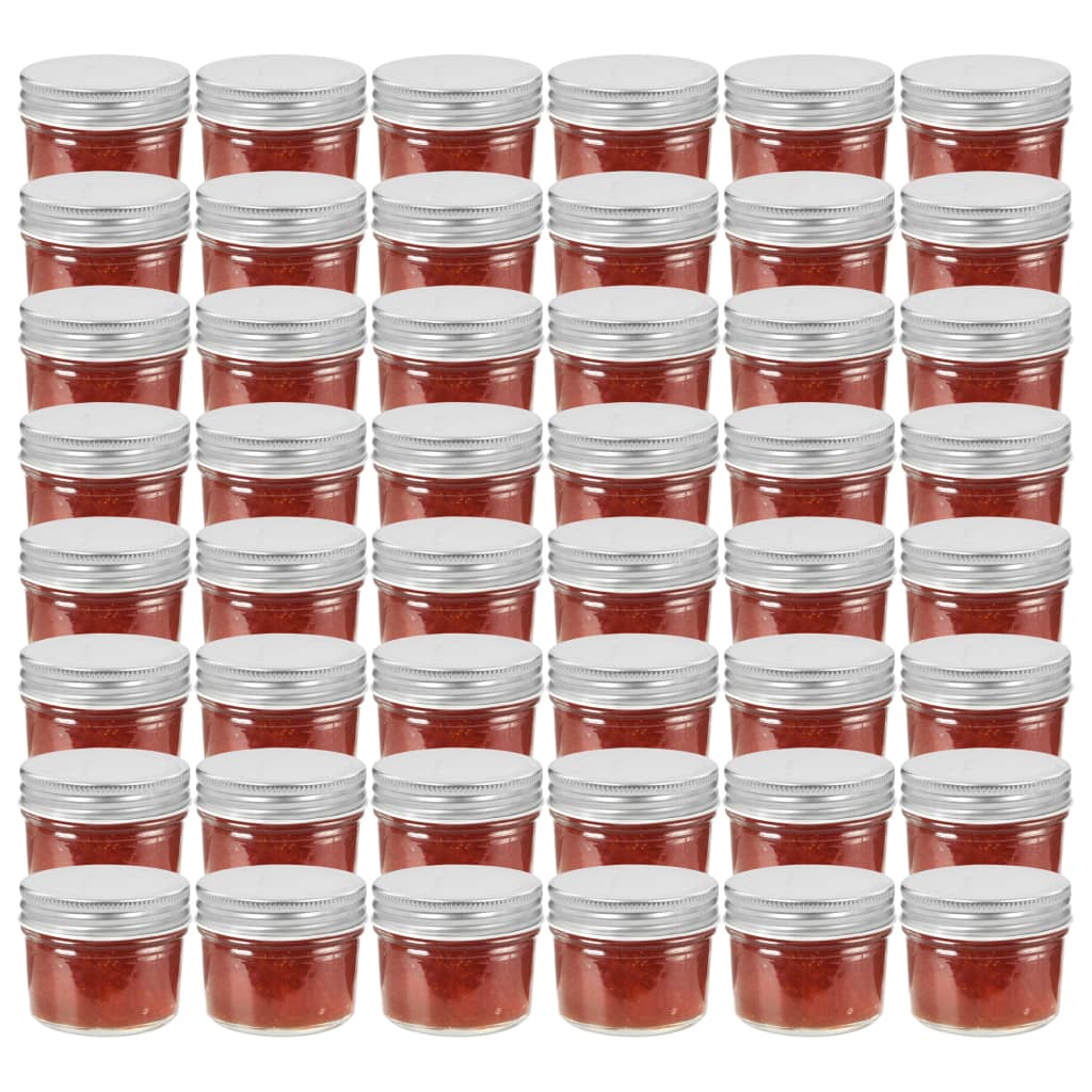 Jampotten Met Kleurige Deksels 110 Ml Glas 48 Zilver