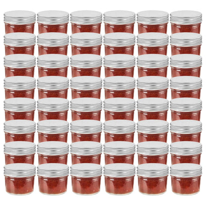Jampotten Met Kleurige Deksels 110 Ml Glas 48 Zilver