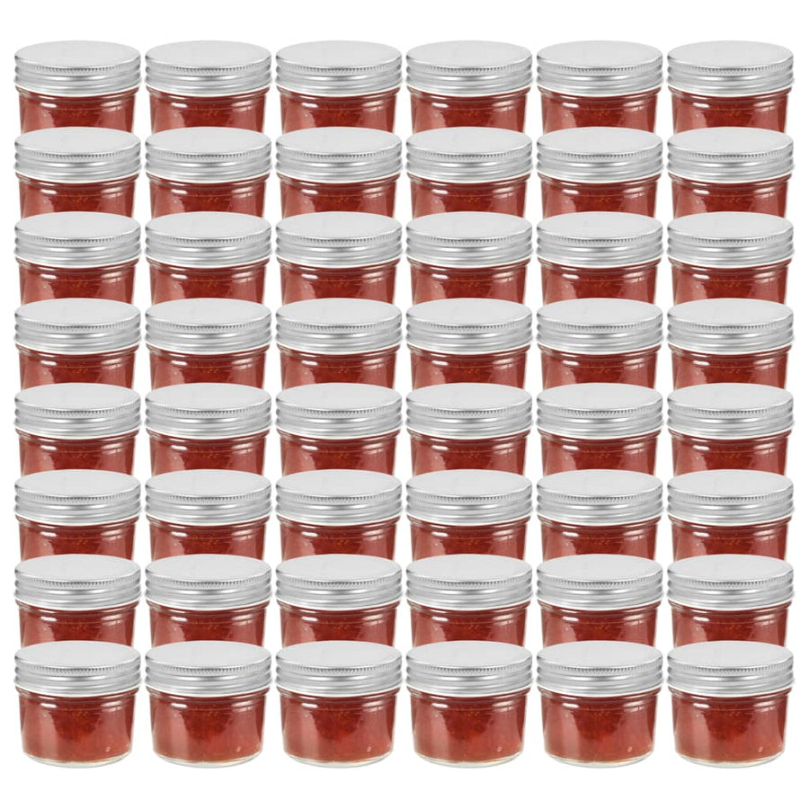 Jampotten Met Kleurige Deksels 110 Ml Glas 48 Zilver