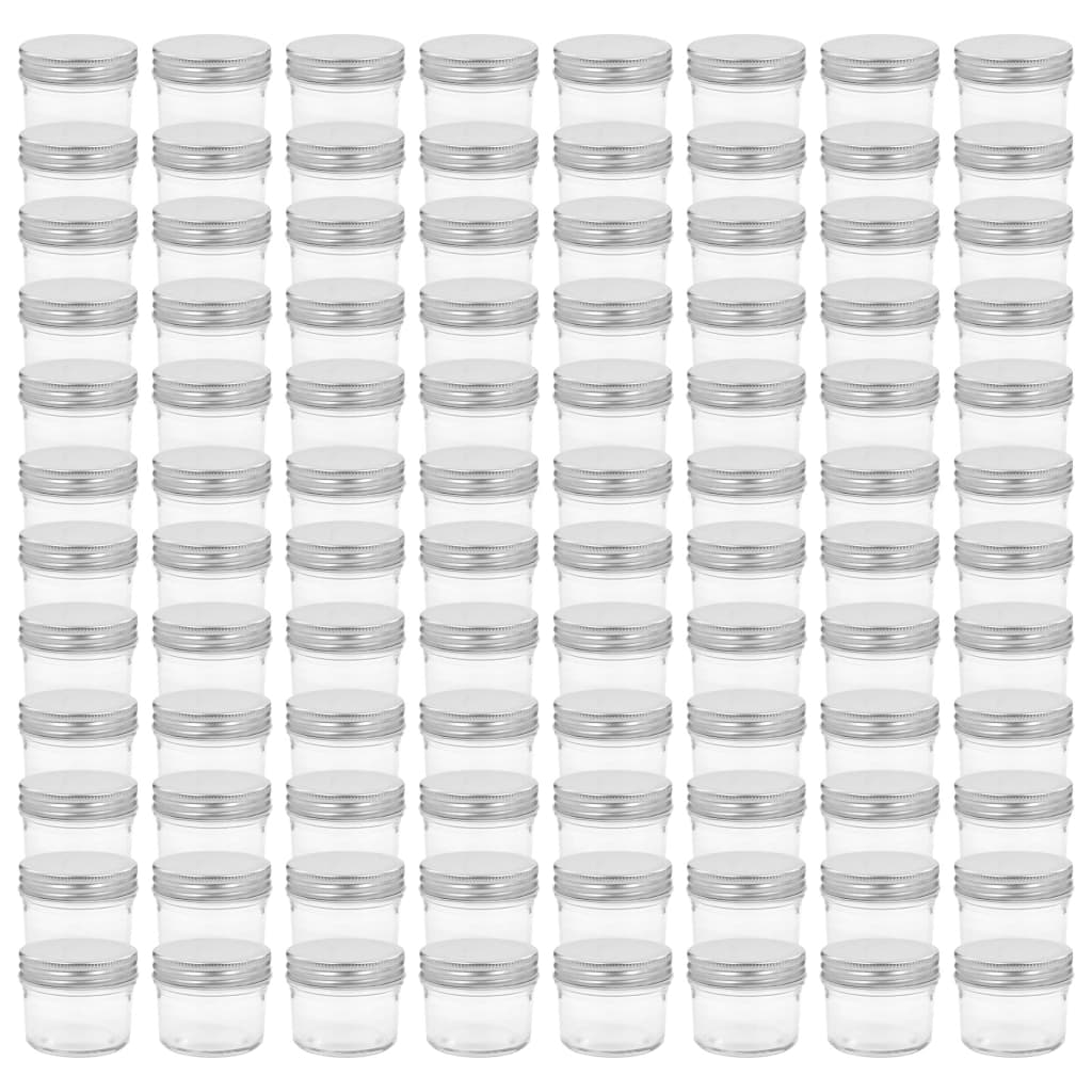 Jampotten Met Zilverkleurige Deksels 96 St 110 Ml Glas